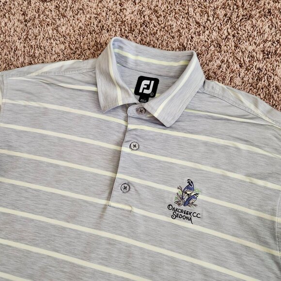 Footjoy Golf Polo Shirt Striped Size LARGE Grey Titleist Collar Shirt - Picture 1 of 7